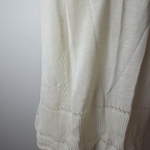 Eddie Bauer Sweater Vest Women's XL Pointelle White Silk Sleeveless Deep V-Neck - Picture 5 of 15